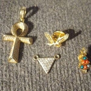 Vintage pins and cross